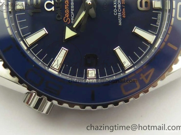 0428 Planet Ocean 2016 43.5mm SS Blue Bezel OM 1:1 Best Edition Blue Dial on SS Bracelet A8900 V WellDesigned 8029